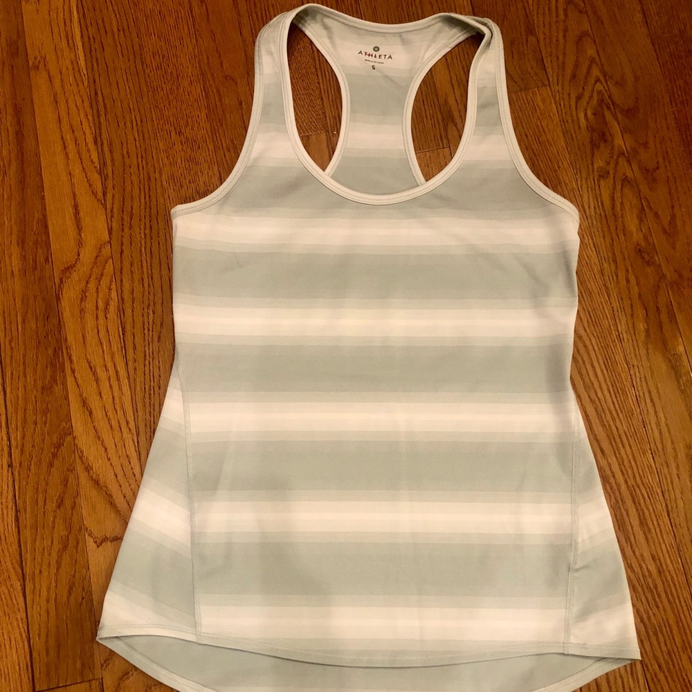 Athleta Grey and White Striped Tank.  Size Small